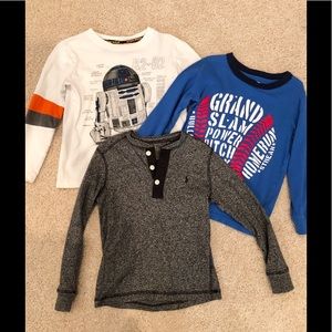 SOLD.

Boys POLO, StarWars & Carters long sleeve shirts